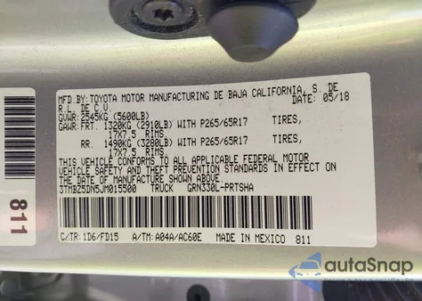 2018 Toyota Tacoma Trd Sport из США, поврежденный, VIN 3TMBZ5DN5JM015500